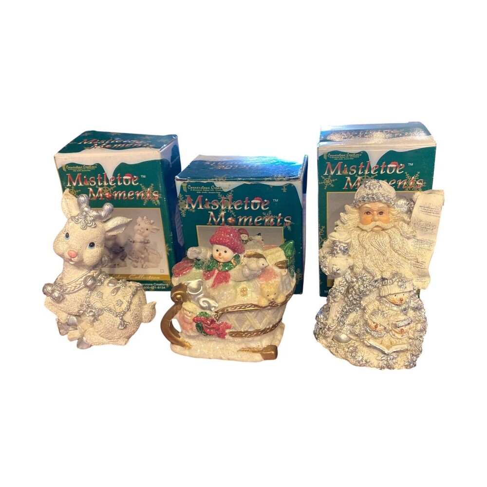 Mistletoe Moments Christmas‎ Figurines Santa, Reindeer, Snowman Cornerstone
